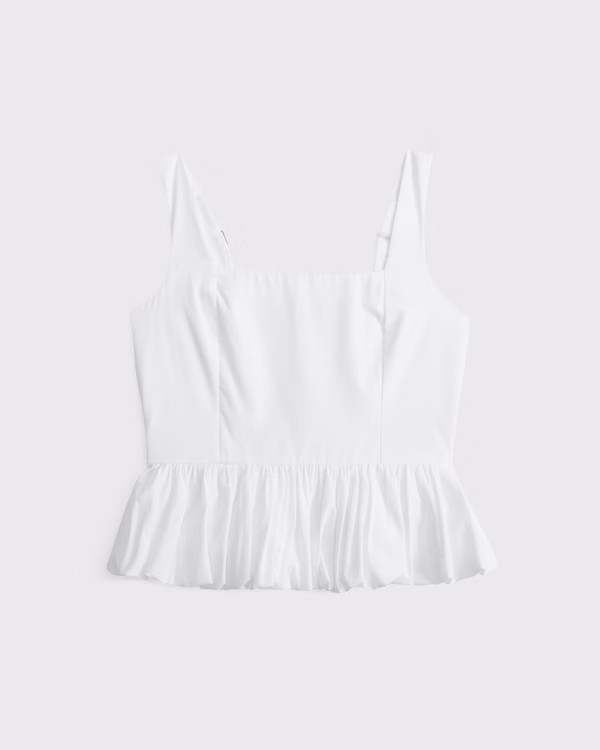 Women's Poplin Bubble Hem Tank | Women's Tops | Abercrombie.com | Abercrombie & Fitch (US)