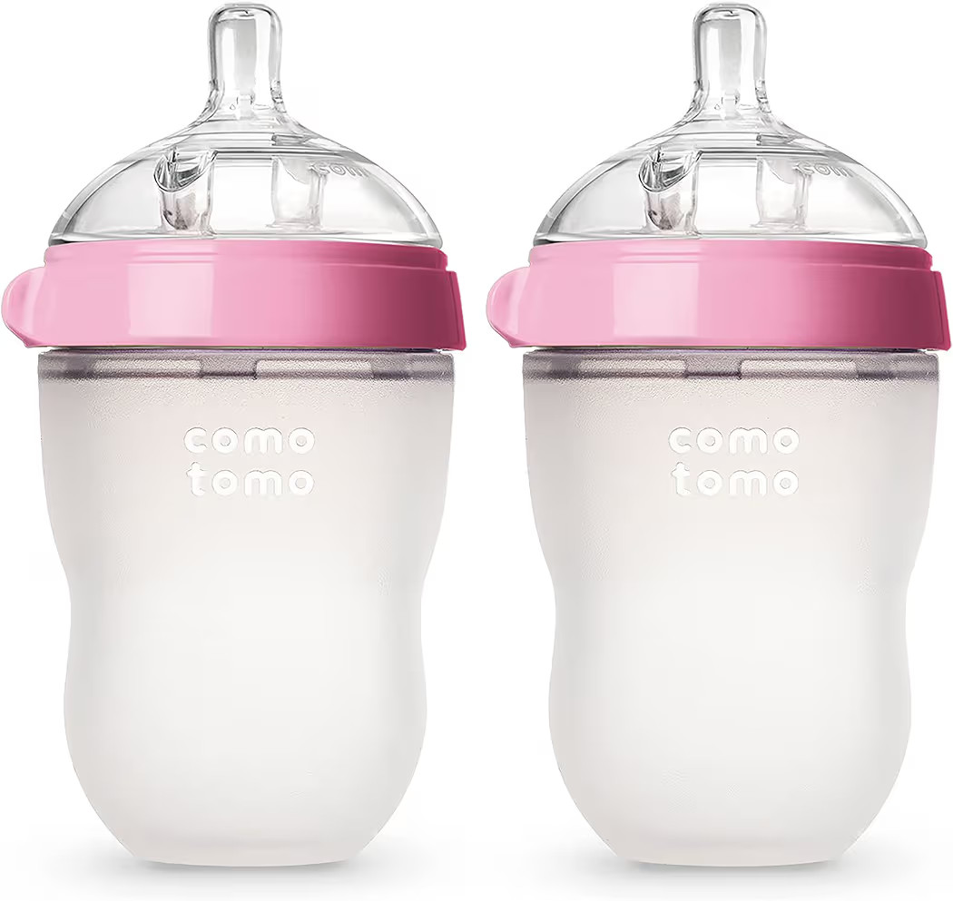 Comotomo Baby Bottle Double Pack, Pink, 8oz | Amazon (US)
