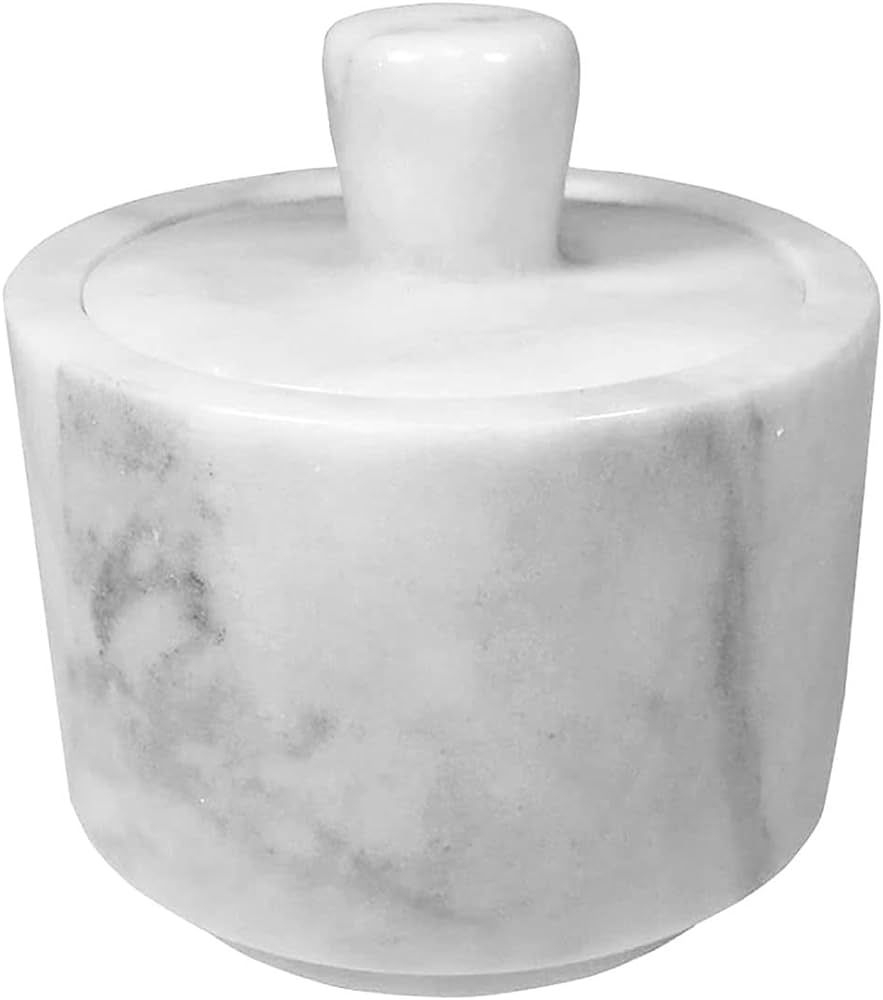 Marble Salt Cellar with Lid, Salt Holder Storage Container for Counter（ White） | Amazon (US)