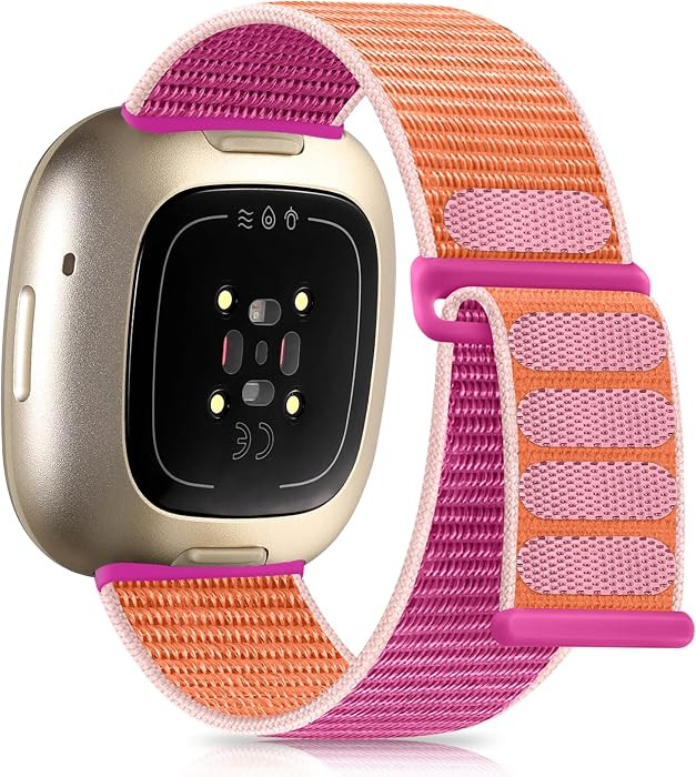Compatible with Fitbit Versa 3 4 Fitbit Sense/Sense 2 Bands for Woman Men, Adjustable Stretchy Ny... | Amazon (US)