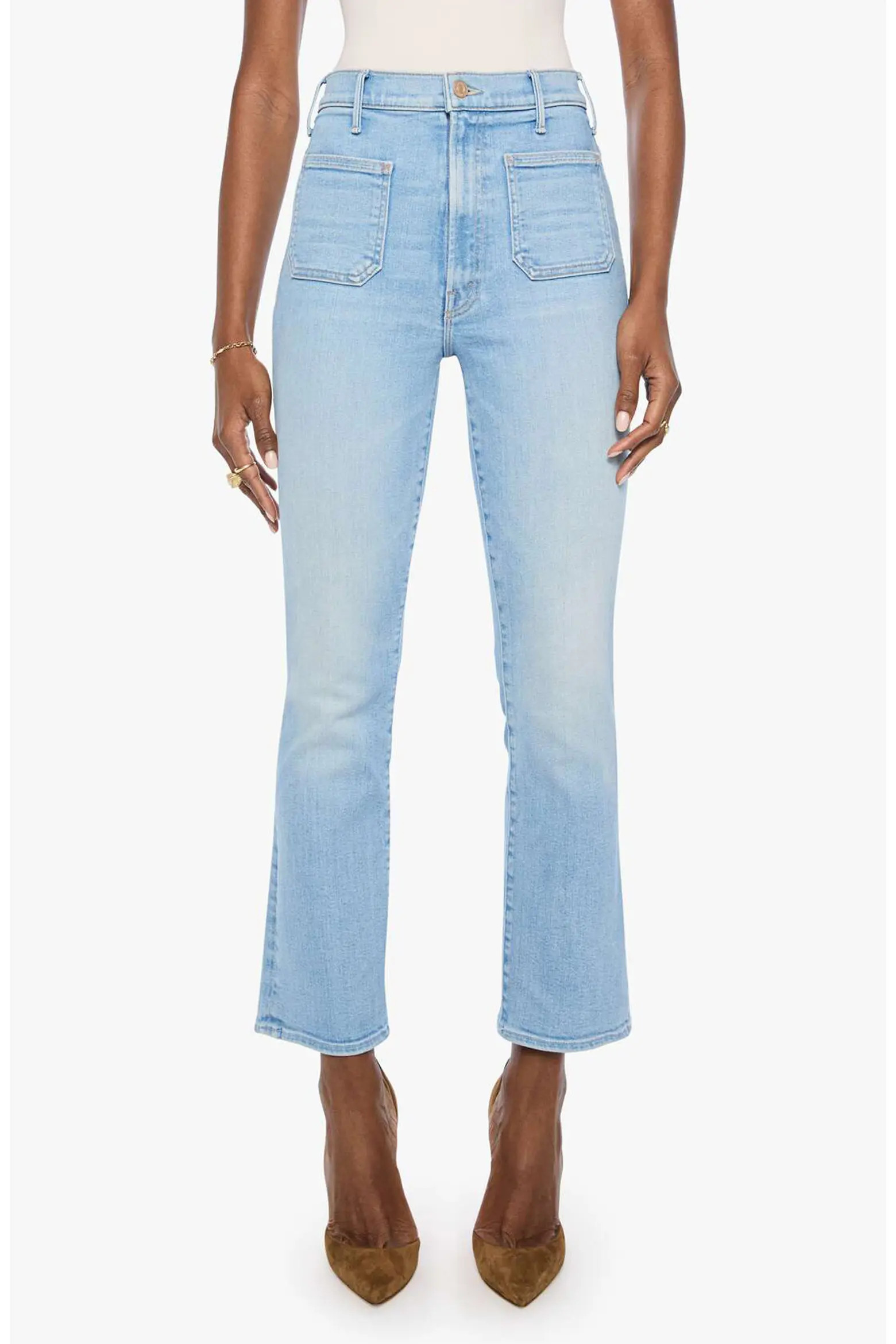 The Hustler Patch Pocket High Waist Flood Ankle Bootcut Jeans (Women) | Nordstrom | Nordstrom