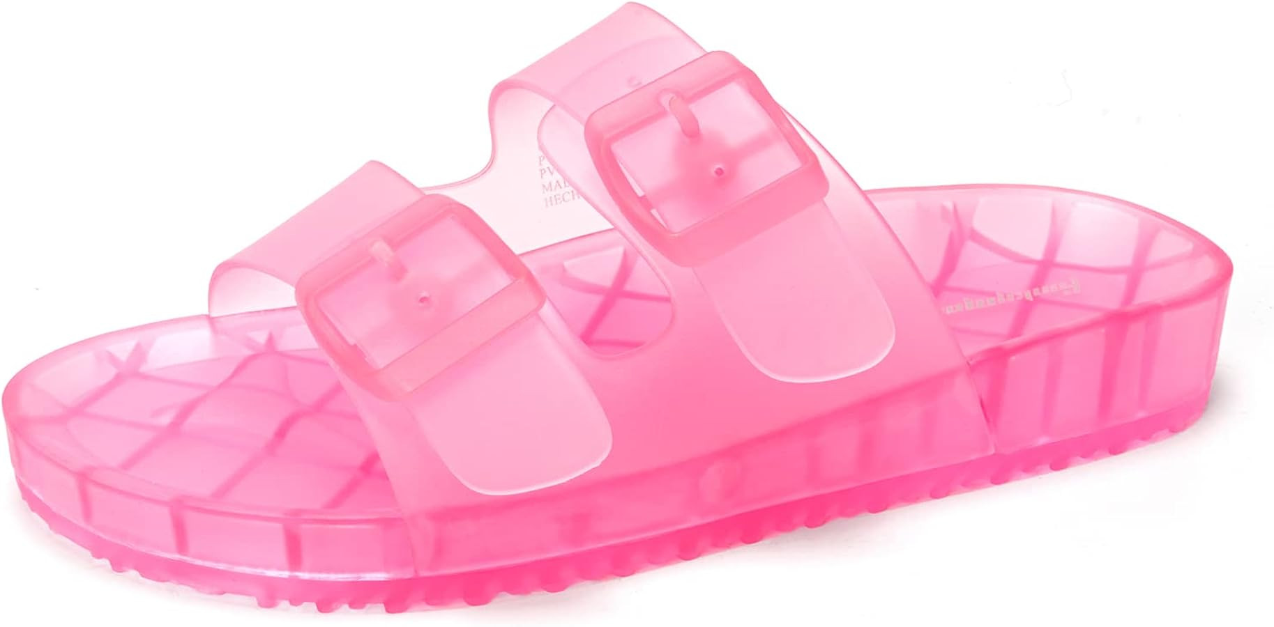 FUNKYMONKEY Women's Comfort Slides Double Buckle Adjustable Plastics Flat Sandals | Amazon (US)