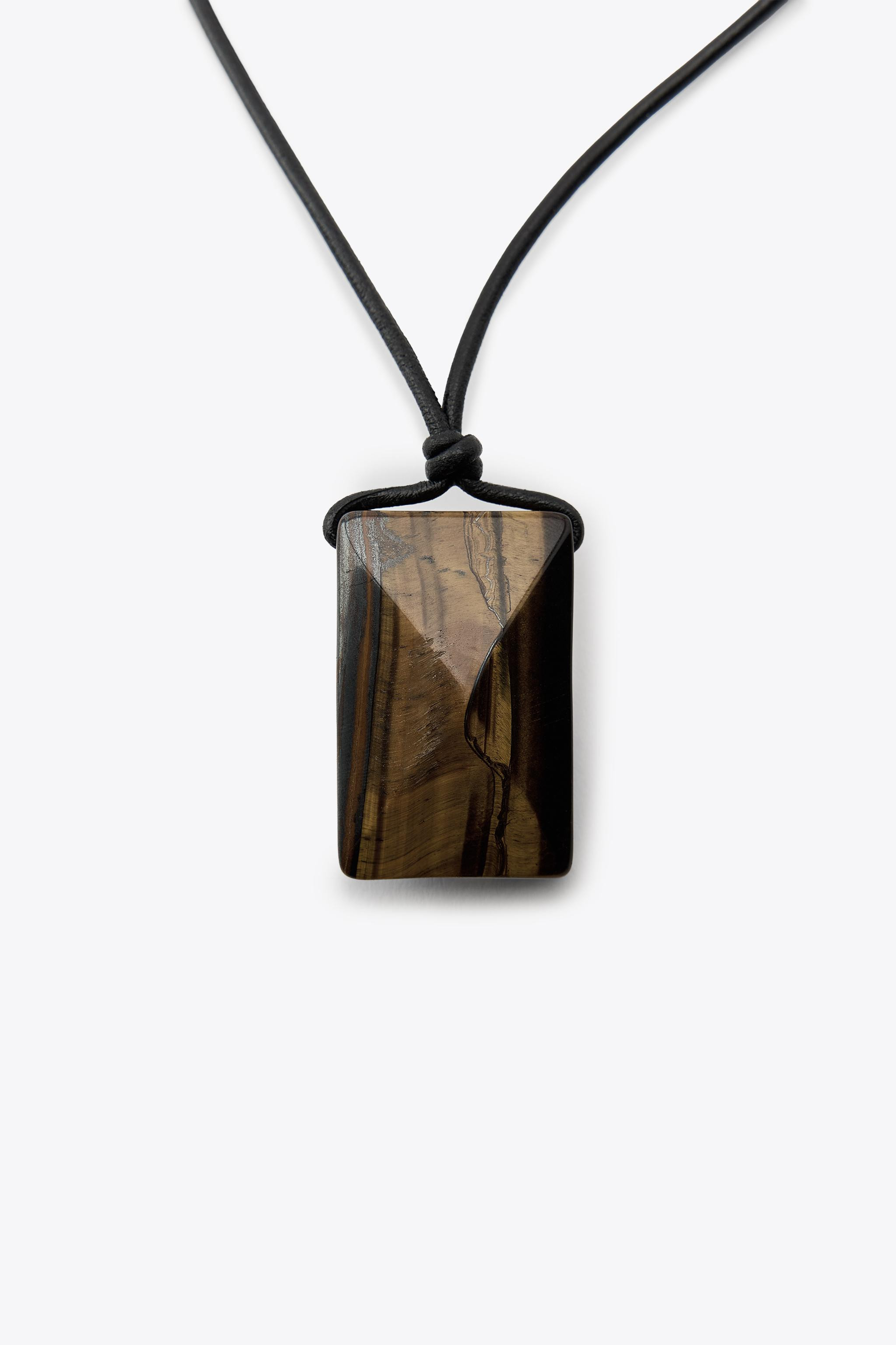 LEATHER CORD STONE NECKLACE | Zara UK