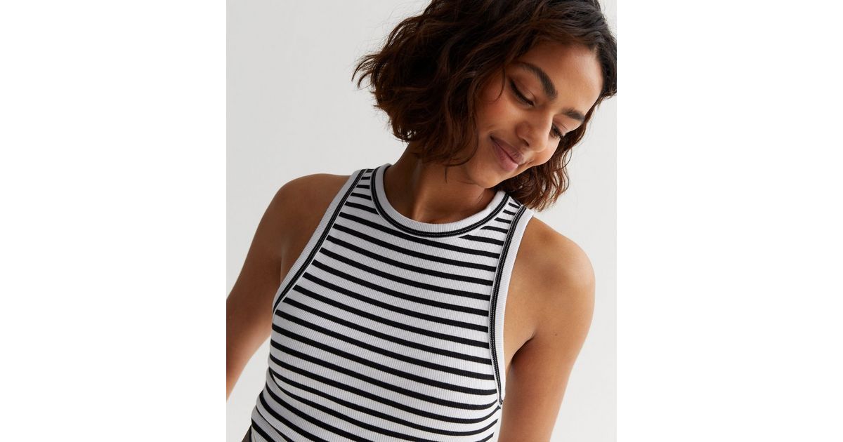 Petite Black Stripe Ribbed Crop Racer Vest
						
						Add to Saved Items
						Remove from Save... | New Look (UK)