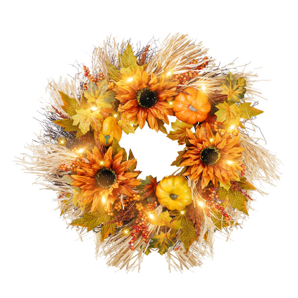 Fall Wreaths for Front Door Outside, 24” Artificial Harvest Wreaths for Wall Window Wedding Par... | Walmart (US)