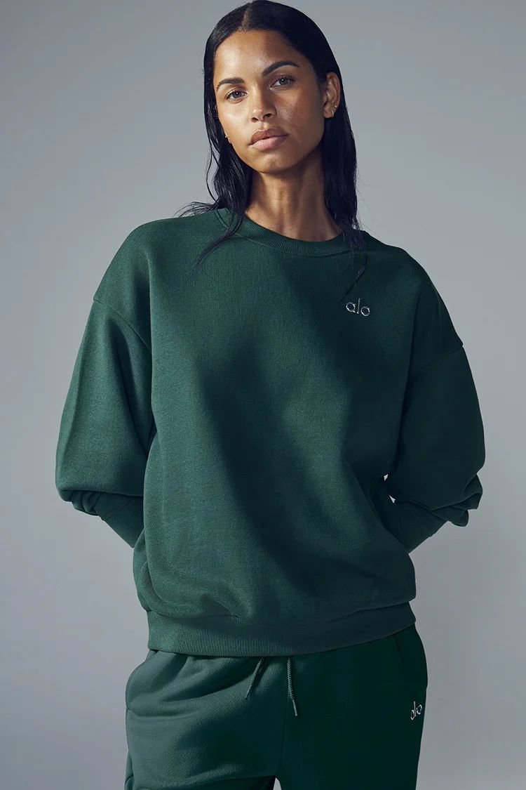 Accolade Crew Neck Pullover - Midnight Green | Alo Yoga