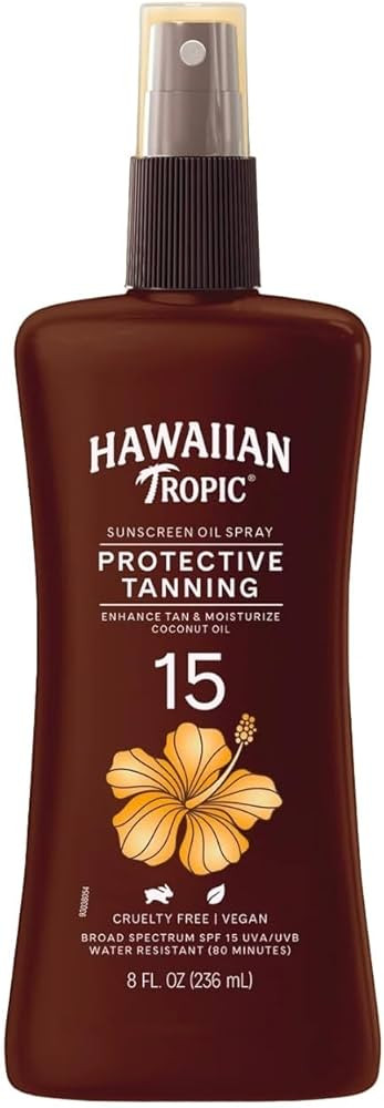 HAWAIIAN Tropic Tanning Oil Pump Spray SPF 15, 8 Fluid Ounce (Pack of 2) | Amazon (US)