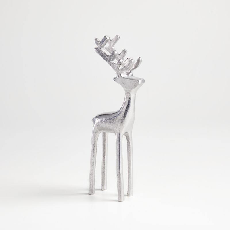 Silver Holiday Reindeer Decoration 9" + Reviews | Crate & Barrel | Crate & Barrel