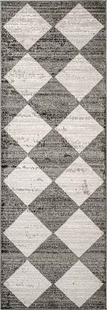 Gray Kayla Checkerboard Tiled 2' 8" x 8' Area Rug | Rugs USA