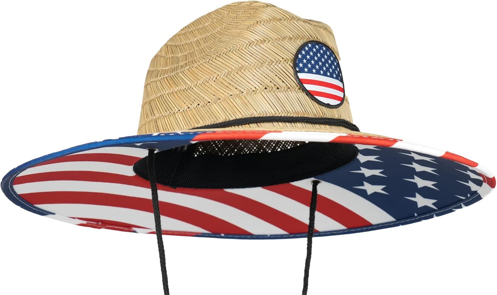 grinderPUNCH Straw Hat for Women and Men American Flag USA Patriotic Straw Hat for Women Men | Amazon (US)
