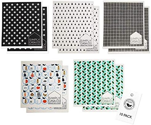 SIMPLYCASA Swedish Dishcloth Sponge Pack of 10, Eco-Friendly 100% Biodegradable Cellulose Sponge Cle | Amazon (US)