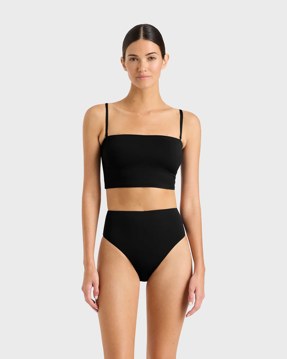 BONDI BORN® | Poppy High Waist Bikini Bottom Black | Luxury Swimwear | BONDI BORN