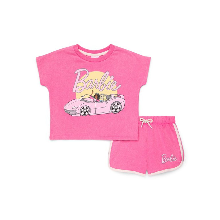 Barbie Toddler Girl Graphic T-Shirt and Shorts Set, 2-Piece, Sizes 12M-5T - Walmart.com | Walmart (US)