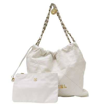 CHANEL 22 Shoulder Handbag White Quilted Calfskin Leather  | eBay | eBay US