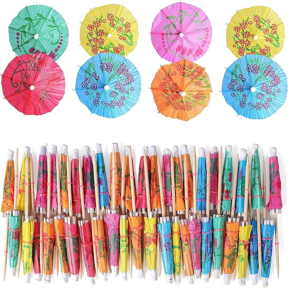 Haundry Cocktail Umbrella Picks, 50-Pack Drink Umbrella Toothpicks, Colorful Paper Cupcake Topper... | Amazon (US)