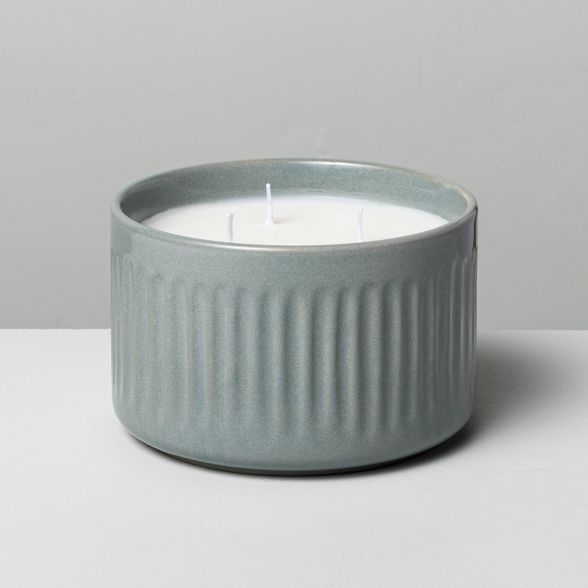 Blue Sagewood Fluted Ceramic Candle - Hearth & hand™ with Magnolia | Target