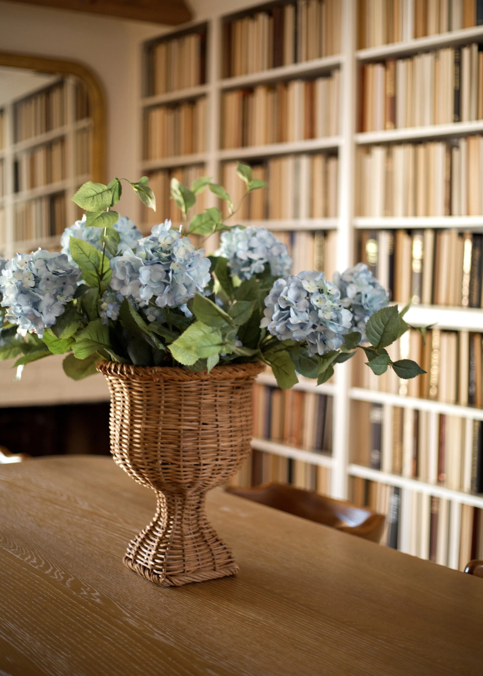 Light Blue Hydrangea Basket Tabletop Design | Afloral