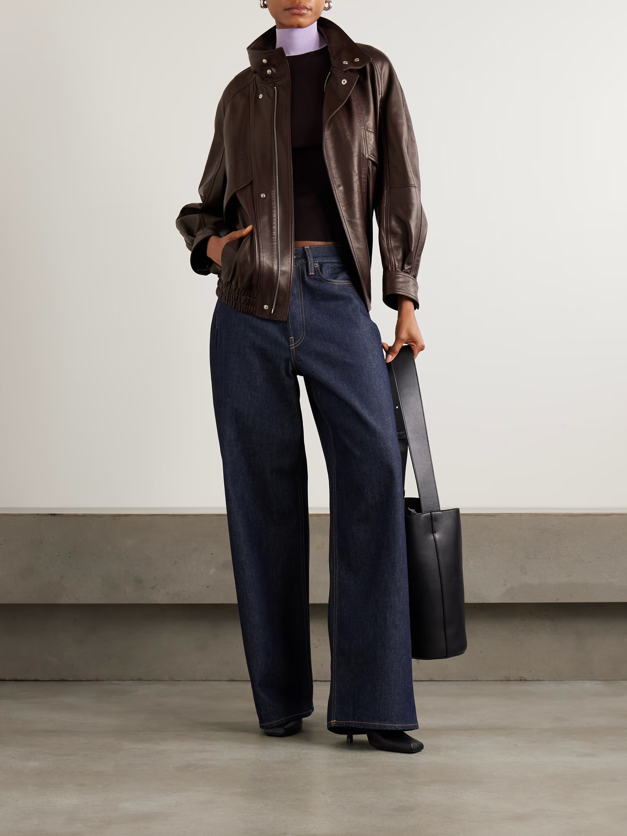 Ariste oversized paneled leather jacket | NET-A-PORTER (US)