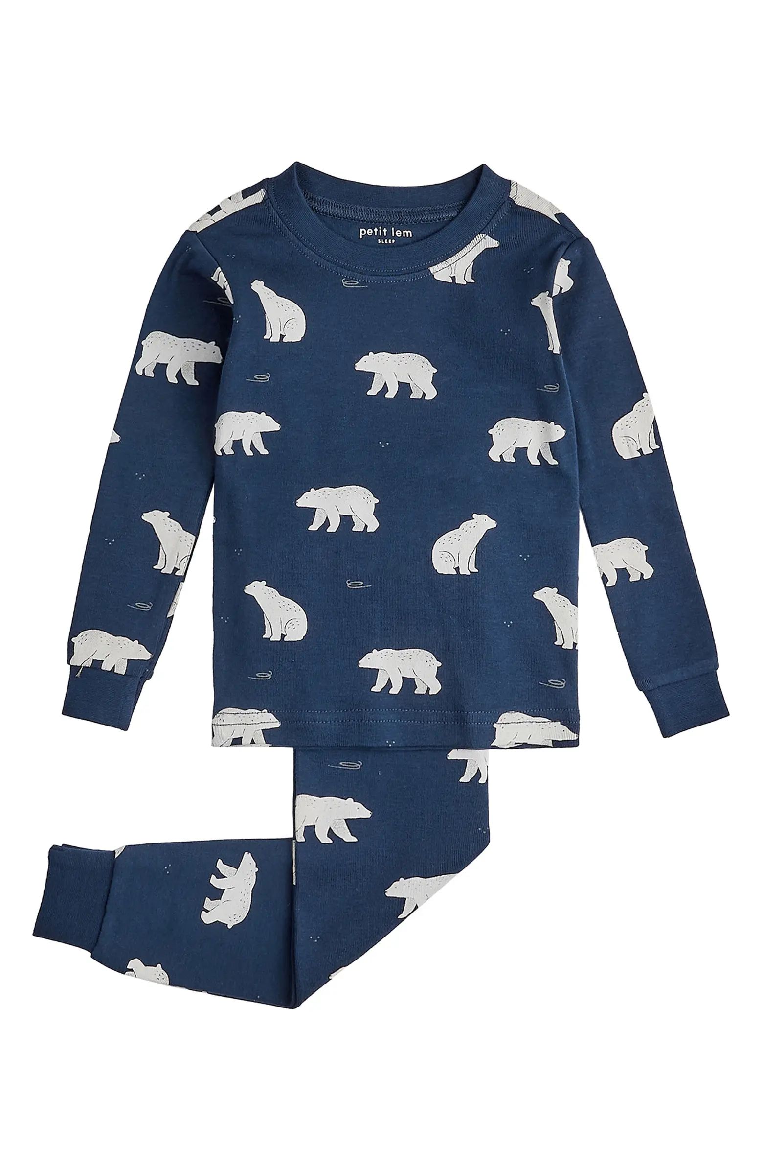 Kids' Polar Bear Print Fitted Organic Cotton Two-Piece Pajamas | Nordstrom