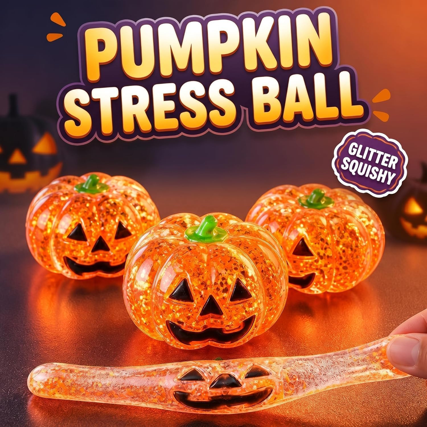 Halloween Pumpkin Stress for Adults, Rise Glitter Spooky Ghost Decorations, Halloween Cute Pumpkins for Anxiety Relief(Orange | Amazon (US)
