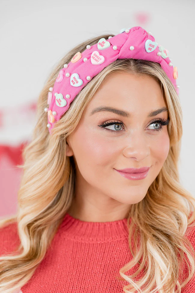 Conversation Heart Pink Headband Mom | Pink Lily