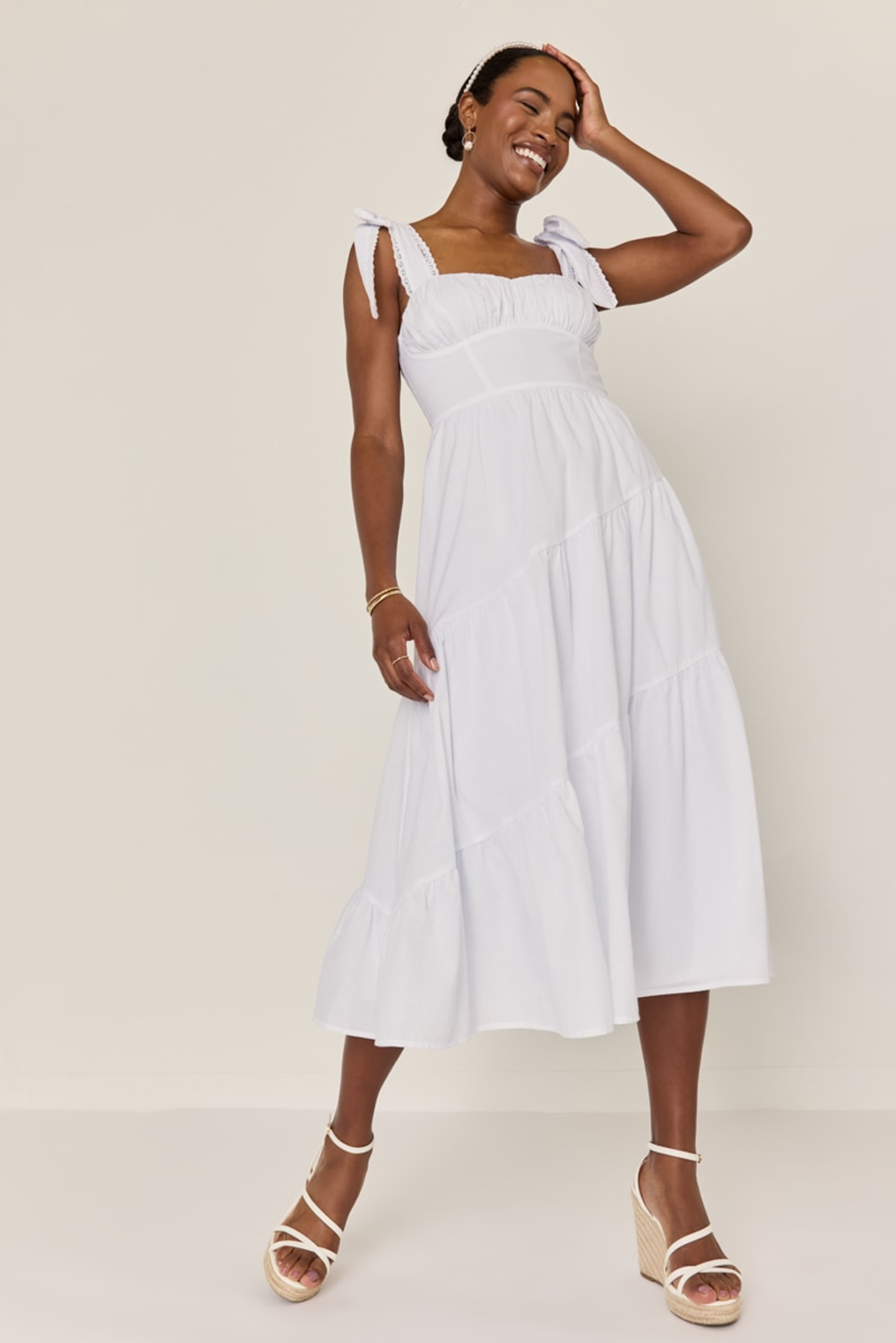 Laurie Bow Strap Midi Dress | Francesca's