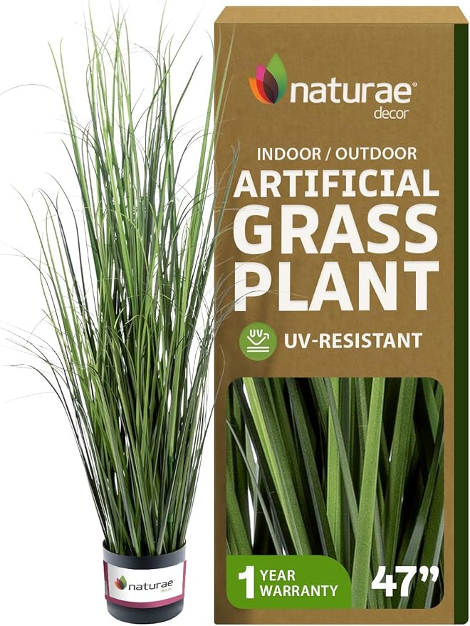 Naturae Decor 47” Tall Realistic Artificial Grass, Outdoor & Indoor Potted Plant – Fake Grass... | Amazon (US)