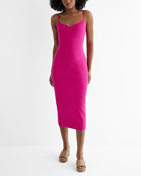 Body Contour V-wire Sleeveless Midi Dress | Express
