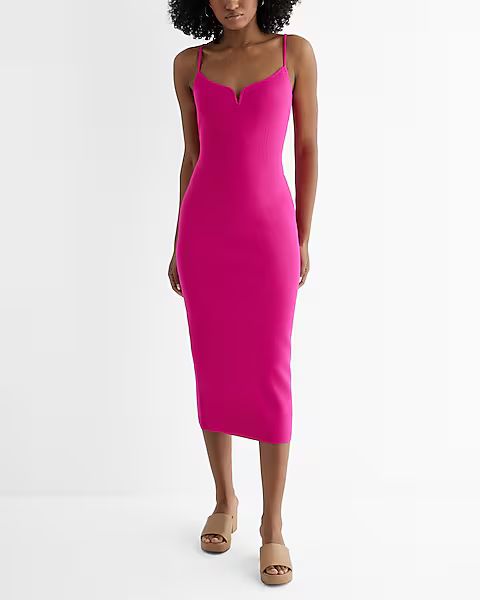 Body Contour V-Wire Sleeveless Midi Dress | Express