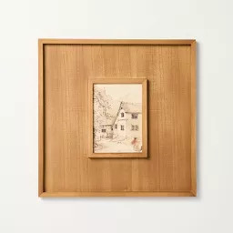 16"x16" Sketched Cottage in Wood Matte Frame Wall Art - Hearth & Hand\u2122 with Magnolia | Target