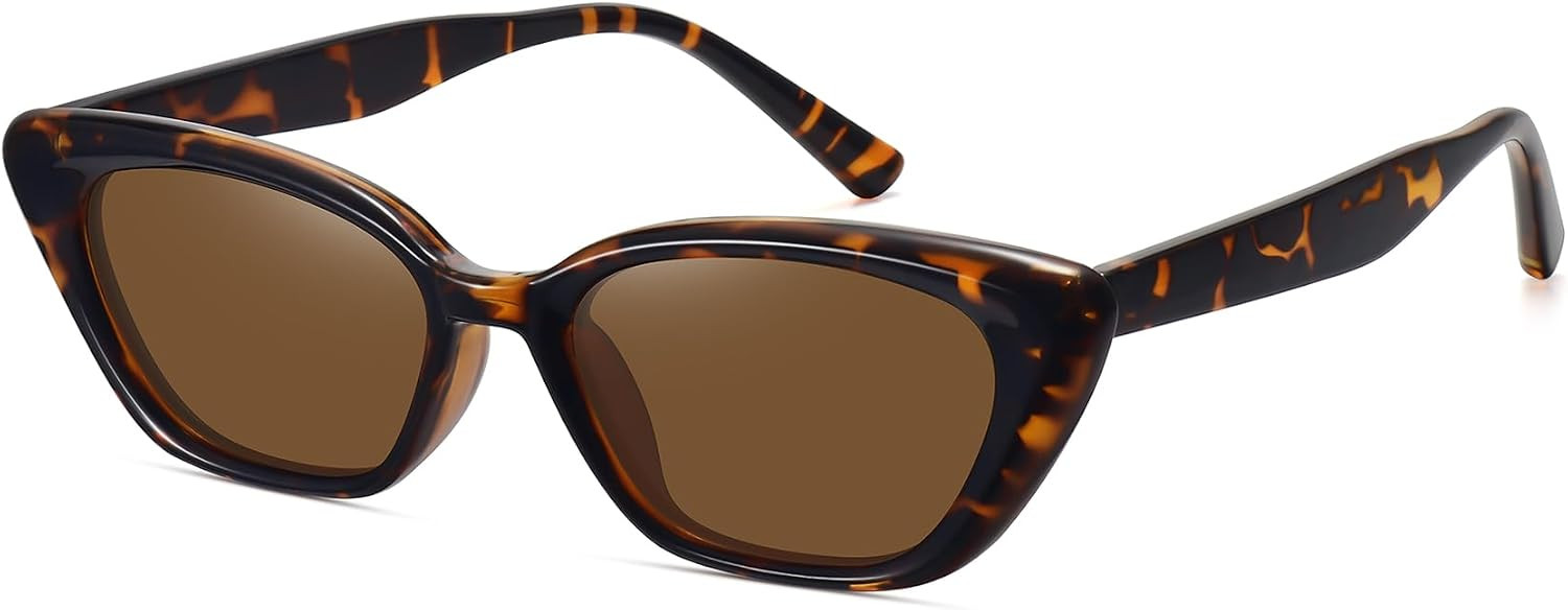 WOWSUN Small Cat Eye Sunglasses Womens Retro Narrow Trendy Polarized Sunglasses | Amazon (US)