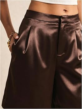 MakeMeChic Women's Bermuda Shorts Satin Wide Leg Shorts | Amazon (US)
