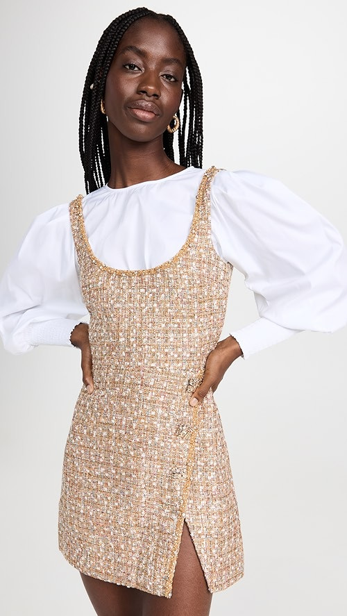 Self Portrait Gold Tinsel Boucle Mini Dress | SHOPBOP | Shopbop