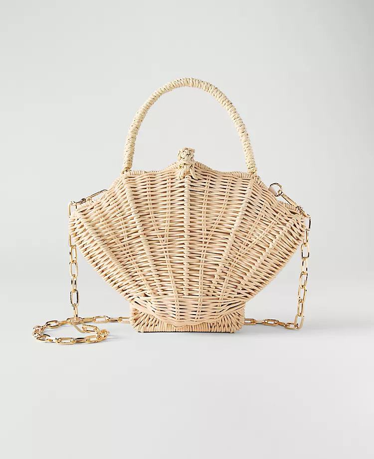 Weekend Rattan Shell Crossbody | Ann Taylor
