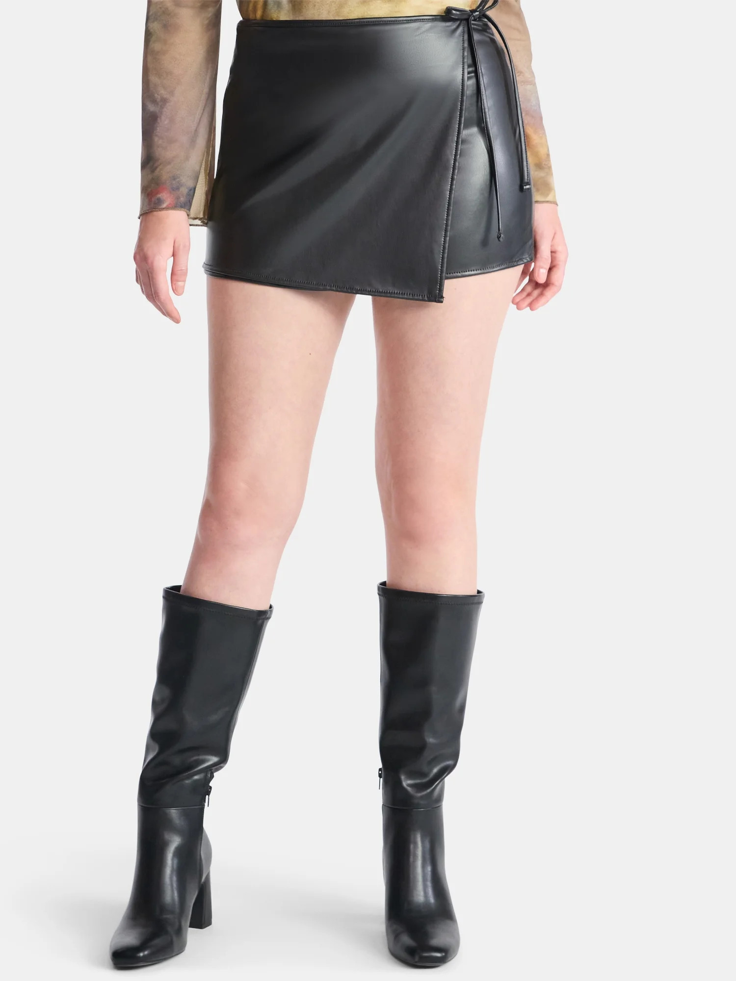 Madden NYC Women's Faux Leather Wrap Skort - Walmart.com | Walmart (US)