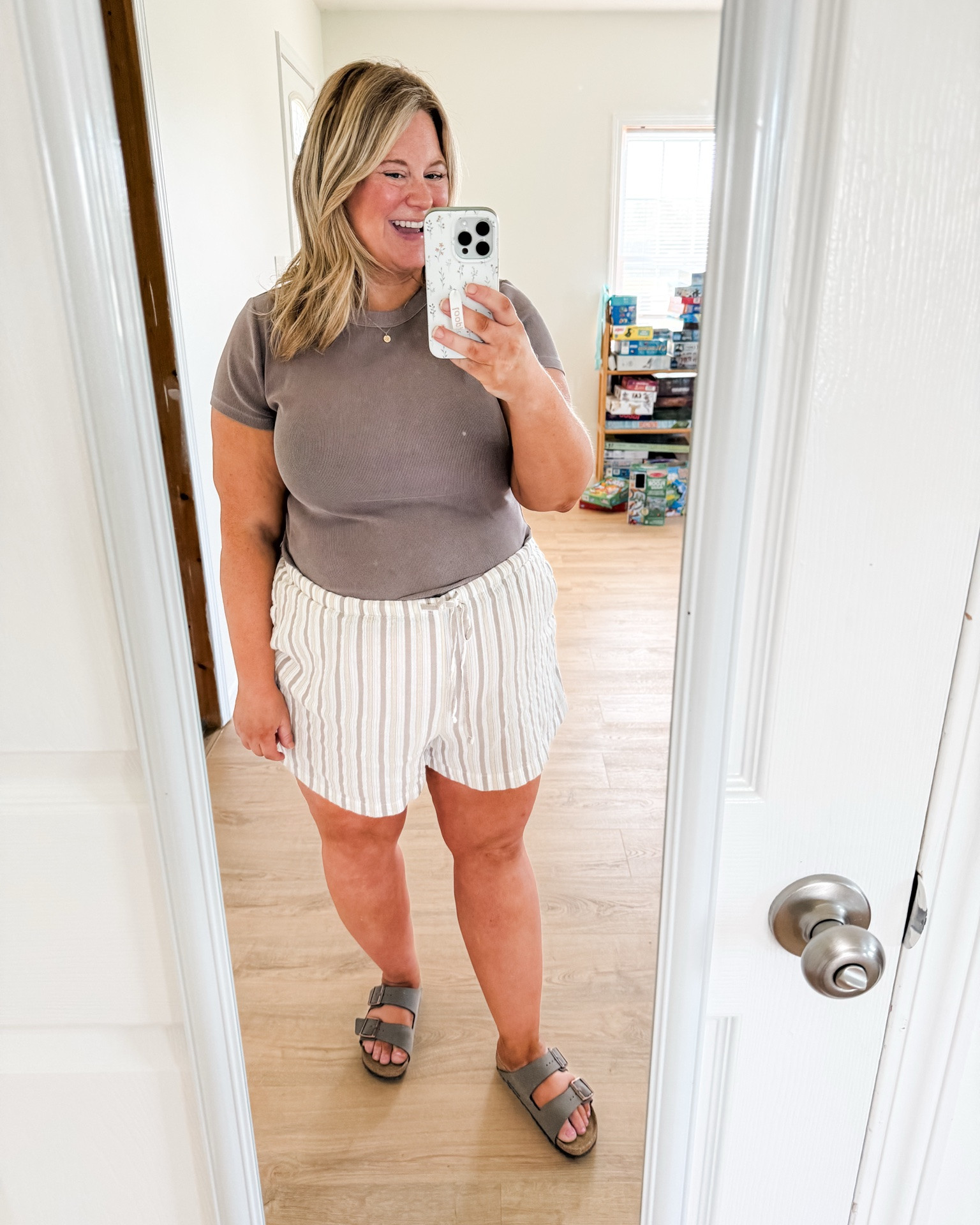 Easy summer outfit! My shorts are mostly sold out so I linked some similar options too.  My tee is an XL. Birkenstocks run true to size.

#LTKootd #LTKBump #LTKMidsize