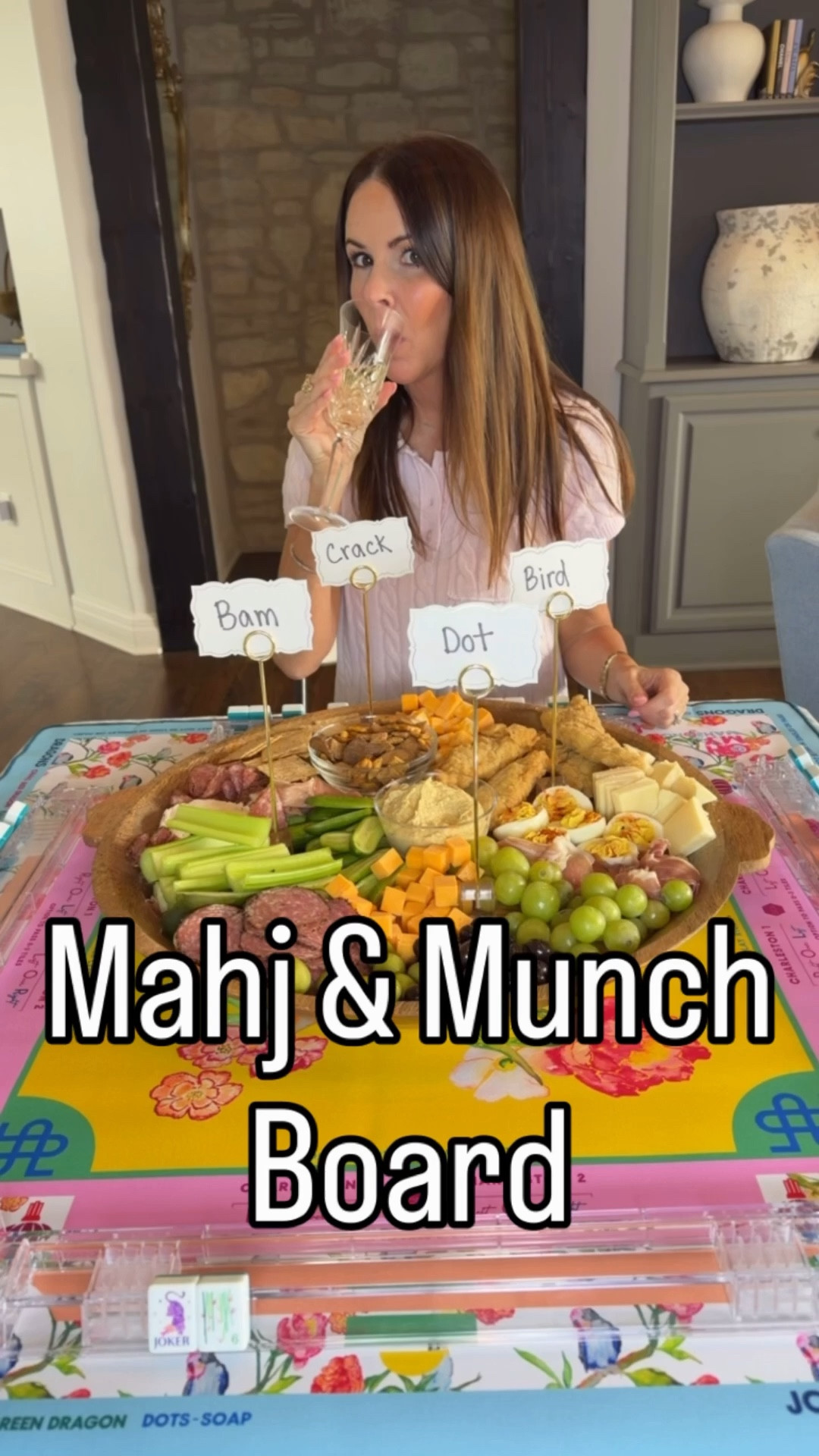 I had so much fun putting together this Mahj & Munch board inspired by the four suits, bamboo, bird, crack, and dot. I grouped all the snacks by theme, then filled in the rest with cheeses and meats to make it feel like a true charcuterie board. Such a fun and easy idea for mahjong night with the girls!


#mahjongnight #charcuterieboard #girlsnightin #hostessideas #snackboard