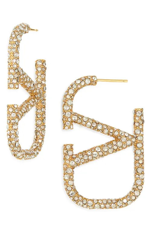 Valentino Garavani VLOGO Crystal Drop Earrings in 18/Crystal Silver Shade at Nordstrom | Nordstrom