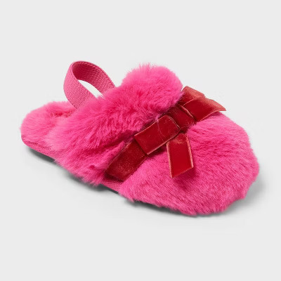 Toddler Adler Plush Scuff Slippers - Cat & Jack™ Pink 5T-6T | Target