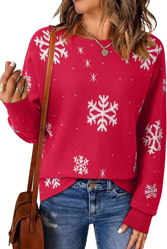 EVALESS Casual Crewneck Sweaters for Women Fall Winter 2025 Lightweight Long Batwing Sleeve Pullo... | Amazon (US)