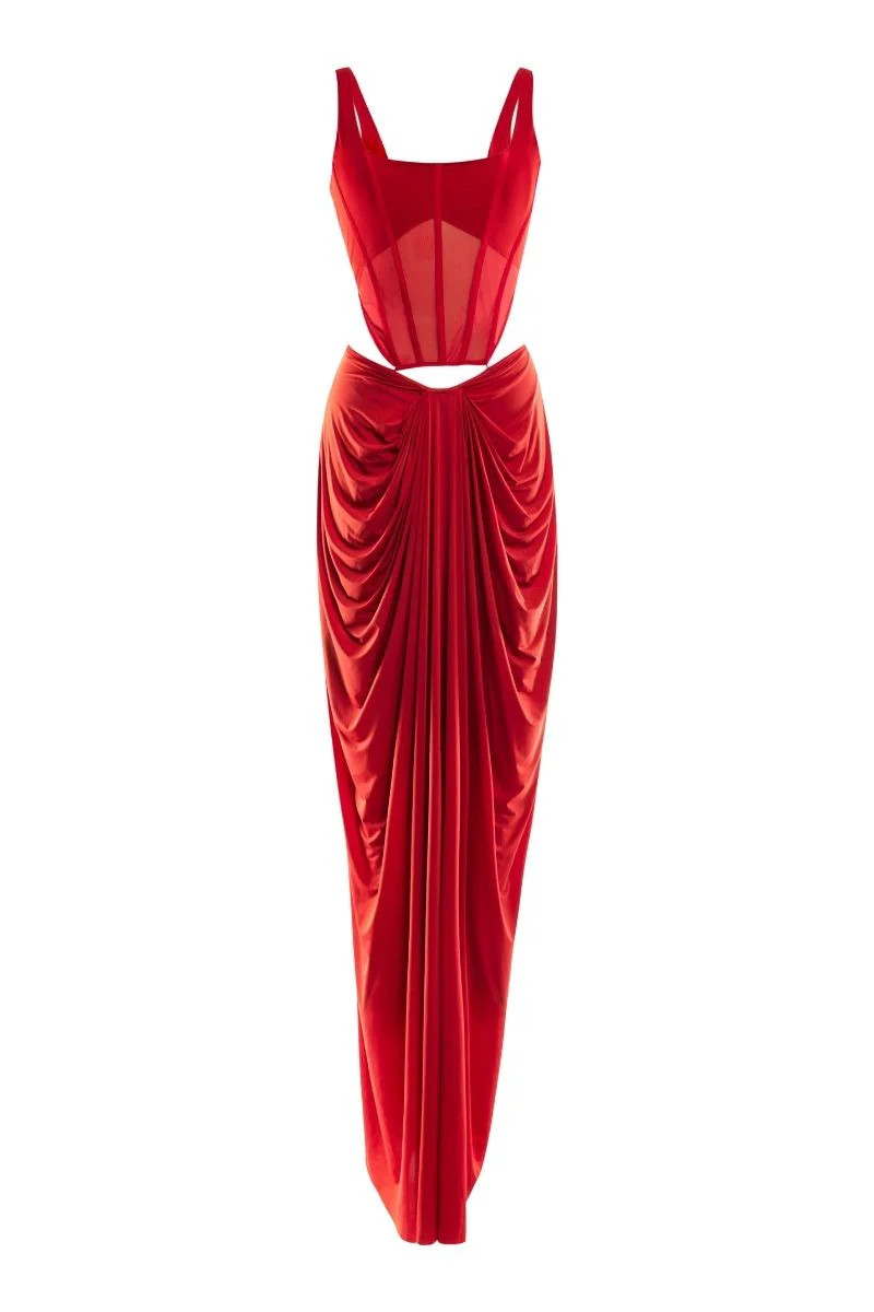 VALENTINA RED CORSET MAXI DRESS | Deme By Gabriella | CULT MIA | CULT MIA UK LTD
