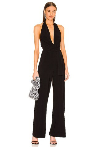Norma Kamali Halter Wrap Straight Leg Jumpsuit in Black from Revolve.com | Revolve Clothing (Global)