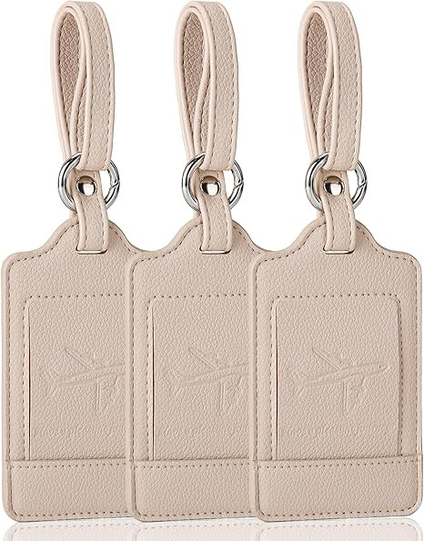 Teskyer Luggage Tags, 3 Pack Premium PU Leather Luggage Tags for Suitcases, Privacy Protection Tr... | Amazon (US)