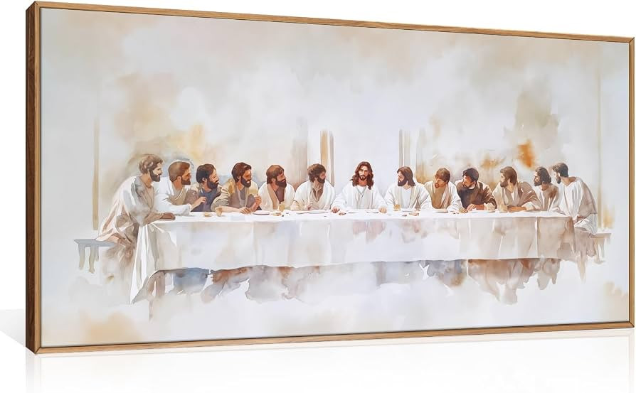 KAIRNE Jesus Last Supper Christian Framed Canvas Wall Art Set-40"x20"x1 | Amazon (US)