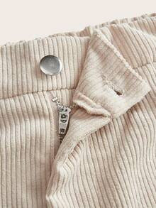 SHEIN CURVE+ Plus-Size Women's Solid-Colored Vintage Simple Daily Corduroy Ribbed Pants, Khaki Wo... | SHEIN