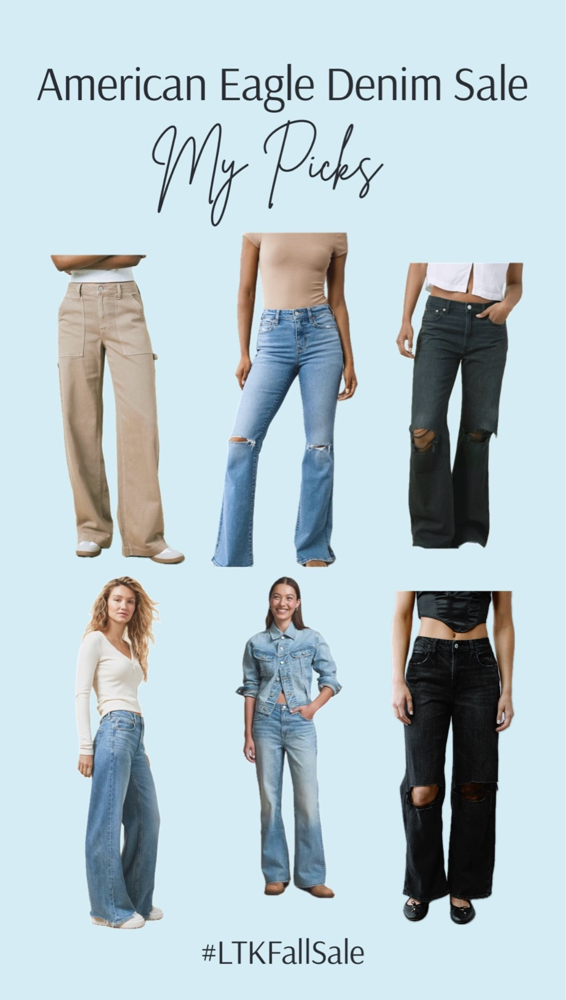 My favorite denim picks from #AmericanEagle, which is part of the Sept 26-29th! Such good deals! #jeans #womensdenim 

#LTKFallSale #LTKSaleAlert #LTKFindsUnder50