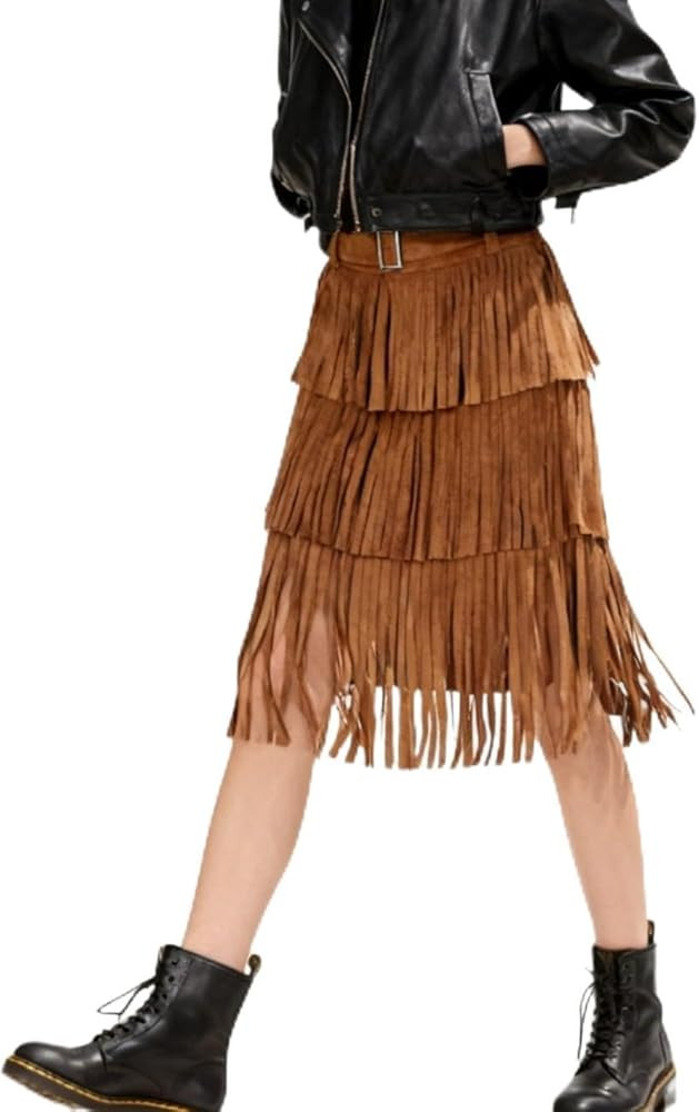 Apocrypha Womens Boho Fringe Faux Suede Western Outfits Country Concert Tassel Cowgirl Trendy Cas... | Amazon (US)