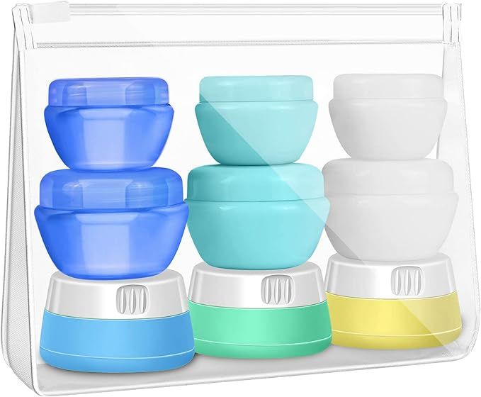 selizo Travel Bottles Containers Silicone and Plastic Cream Jars with TSA Approved Toiletry Case ... | Amazon (US)