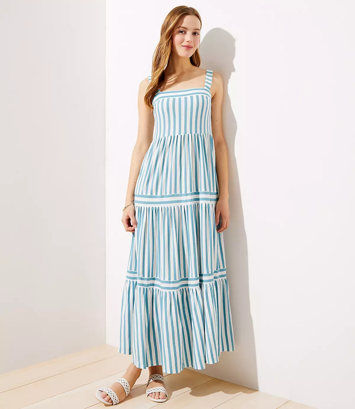 LOFT Beach Striped Square Neck Maxi Dress | LOFT | LOFT