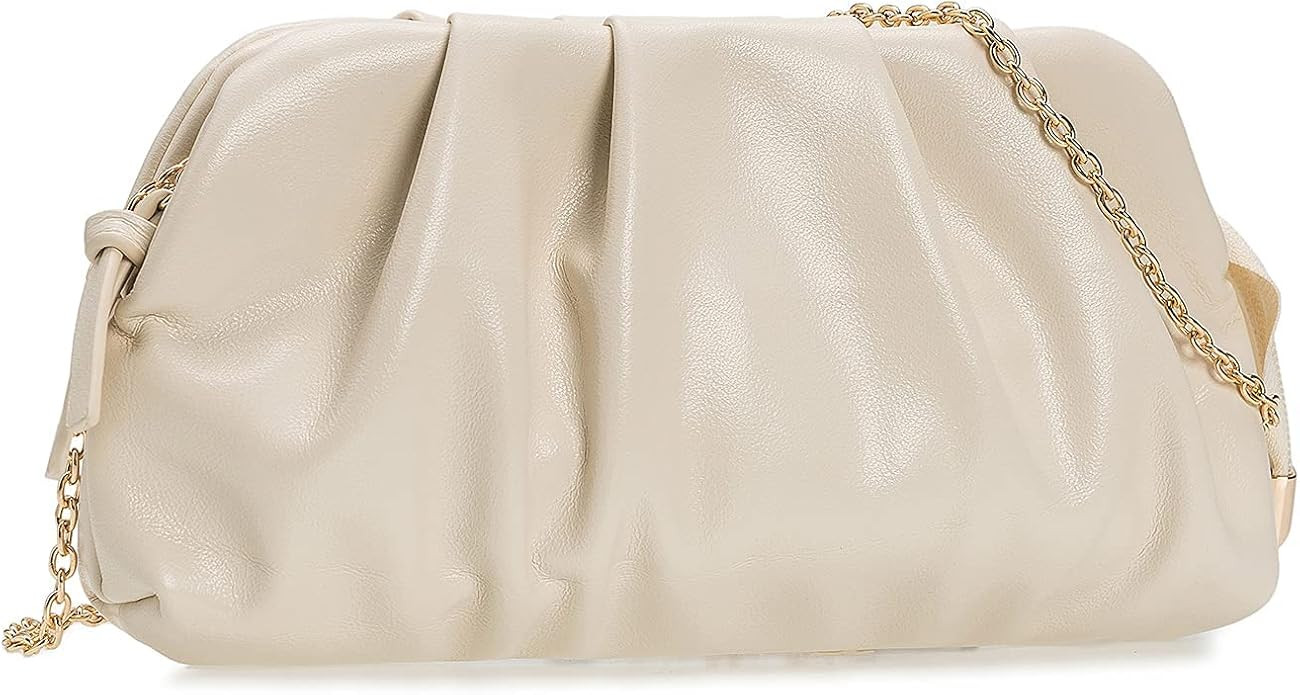 CHARMING TAILOR Chic Soft Vegan Leather Clutch Bag Dressy Pleated PU Evening Purse for Women | Amazon (US)